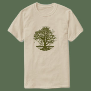 Vintage Eichensilhouette Rustikale Waldlandschaf T-Shirt