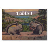 Vintage Eichhörnchen Bergszene Tischnummer (Rückseite)