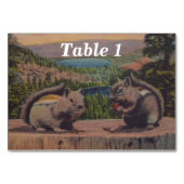 Vintage Eichhörnchen Bergszene Tischnummer (Vorderseite)