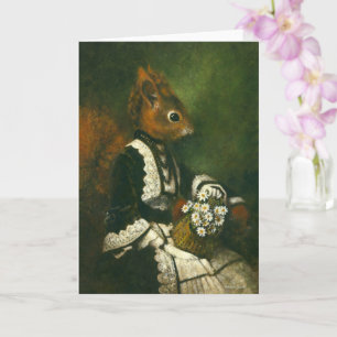 Vintage-Eichhörnchen-Dame Grußkarte Karte