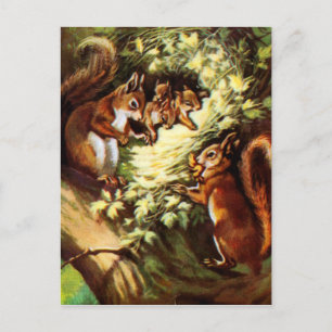 Vintage Eichhörnchen Postkarte