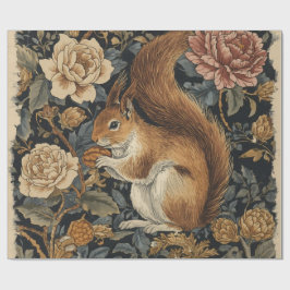 Vintage Eichhörnchen- und Blumenmuster Geschenkpapier