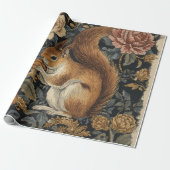 Vintage Eichhörnchen- und Blumenmuster Geschenkpapier (Ungerollt)