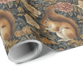 Vintage Eichhörnchen- und Blumenmuster Geschenkpapier (Rolleneckpunkt)