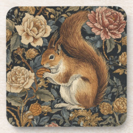 Vintage Eichhörnchen- und Blumenmuster Getränkeuntersetzer