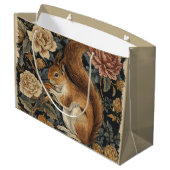 Vintage Eichhörnchen und Blumenmuster  Große Geschenktüte (Rückseite Schrägansicht)