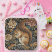 Vintage Eichhörnchen- und Blumenmuster Pappteller (Party)
