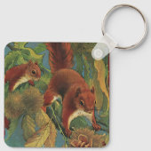 Vintage Eichhörnchen, Waldkreaturen, Wildtiere Schlüsselanhänger (Rückseite)