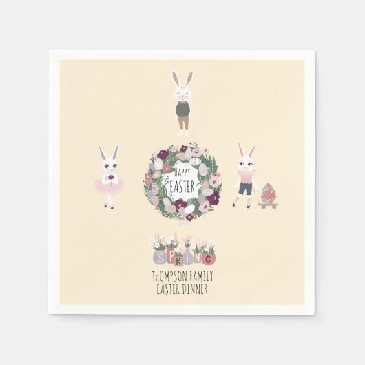 Vintage Eier Sonnige Wildblumen Personalisiert Ost Serviette (Vorderseite)