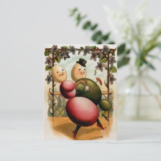 Vintage Eiertänzer Ostern Postkarte (Stehend Vorderseite)