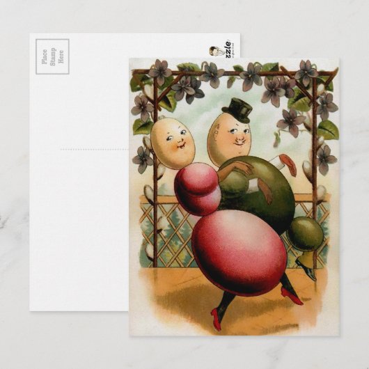 Vintage Eiertänzer Ostern Postkarte (Vorne/Hinten)