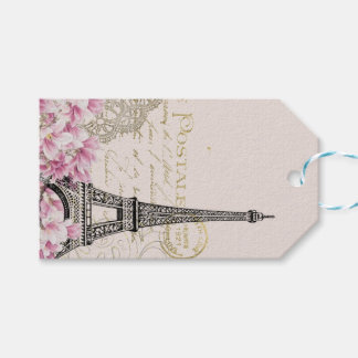 Vintage Eiffel Tower Paris France Romance Rose Geschenkanhänger