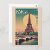 Vintage Eiffel Tower Paris France Seine Travel Postkarte (Vorne/Hinten)