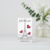 Vintage Eiffel Tower   - red hearts Visitenkarte (Stehend Vorderseite)
