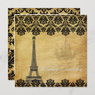 VINTAGE EIFFEL-TOWER/VANILLA-WIRBEL EINLADUNG