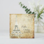 VINTAGE EIFFEL-TOWER/VANILLA-WIRBEL EINLADUNG (Stehend Vorderseite)