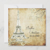 VINTAGE EIFFEL-TOWER/VANILLA-WIRBEL EINLADUNG (Vorderseite)
