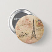 Vintage Eiffel-Turm-Kunst Button (Vorne & Hinten)