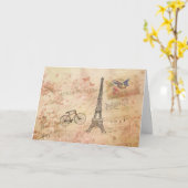 Vintage Eiffel-Turm-Kunst Karte (Gelbe Blume)