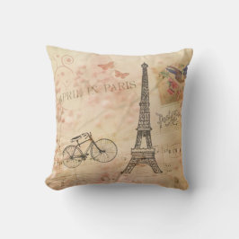 Vintage Eiffel-Turm-Kunst Kissen