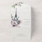 Vintage Eiffelturm-Hochzeit All In One Einladung (Außenbereich)