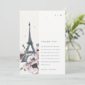 Vintage Eiffelturm-Hochzeit Dankeskarte (Stehend Vorderseite)