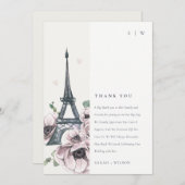 Vintage Eiffelturm-Hochzeit Dankeskarte (Vorne/Hinten)