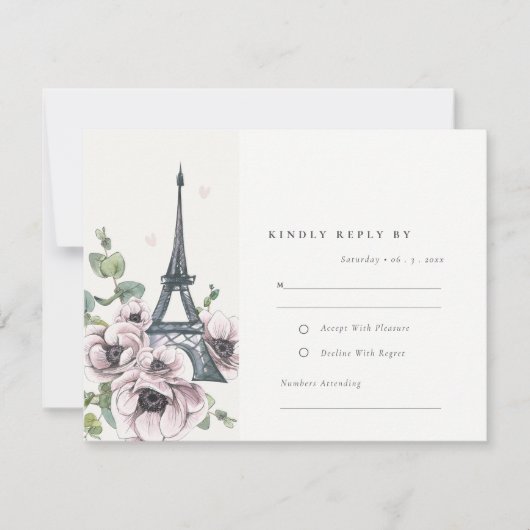 Vintage Eiffelturm-Hochzeit RSVP Karte (Vorderseite)