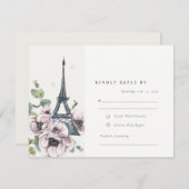 Vintage Eiffelturm-Hochzeit RSVP Karte (Vorne/Hinten)