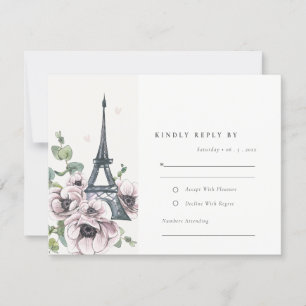 Vintage Eiffelturm-Hochzeit RSVP Karte