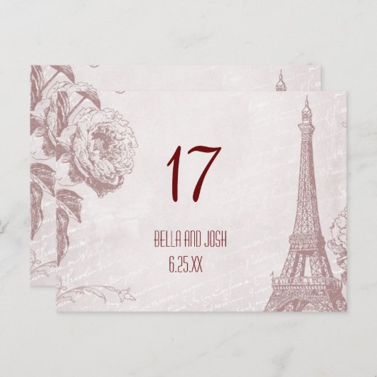 Vintage Eiffelturm-Hochzeitskarte Postkarte (Vorne/Hinten)