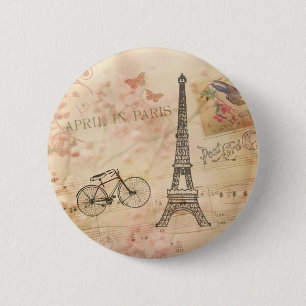 Vintage-Eiffelturm-Kunst Button