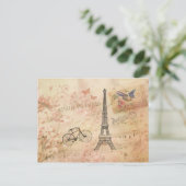 Vintage Eiffelturm Kunst Postkarte (Stehend Vorderseite)