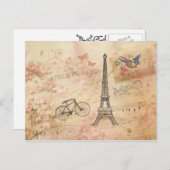 Vintage Eiffelturm Kunst Postkarte (Vorne/Hinten)
