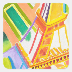 Vintage Eiffelturm-Kunst von Robert Delaunay Quadratischer Aufkleber