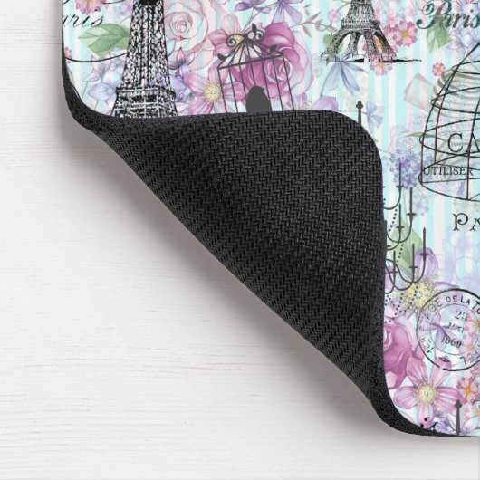 Vintage Eiffelturm-Mannequin-Blumenzange Mousepad (Ecke)