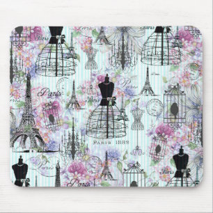 Vintage Eiffelturm-Mannequin-Blumenzange Mousepad