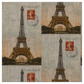 Vintage Eiffelturm Naturstoffe Stoff (Nahaufnahme)