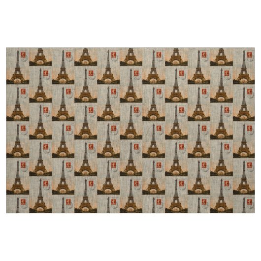 Vintage Eiffelturm Naturstoffe Stoff (Fat Quarter (45,7 x 55,9 cm))