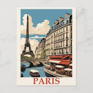 Vintage Eiffelturm Paris Frankreich Seine Café Postkarte