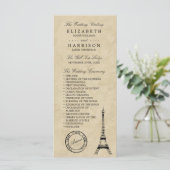 Vintage Eiffelturm Paris Hochzeit Programm (Stehend Vorderseite)