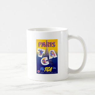 Vintage Eiffelturm Paris Luftverkehrswerbung Kaffeetasse