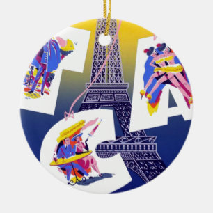 Vintage Eiffelturm Paris Luftverkehrswerbung Keramikornament