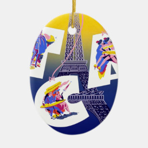 Vintage Eiffelturm Paris Luftverkehrswerbung Keramikornament