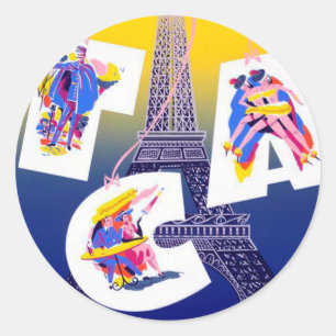 Vintage Eiffelturm Paris Luftverkehrswerbung Runder Aufkleber