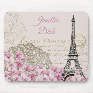 Vintage Eiffelturm Paris Postkarten-Mauspad Mousepad