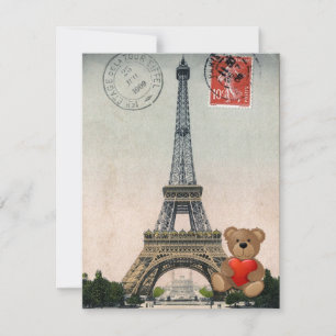 Vintage Eiffelturm Postkarte