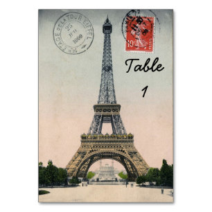 Vintage Eiffelturm Postkarte Tischnummer