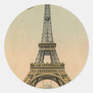 Vintage Eiffelturm Runder Aufkleber