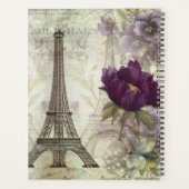 Vintage Eiffelturm und lila Blumen Planer (Rückseite)